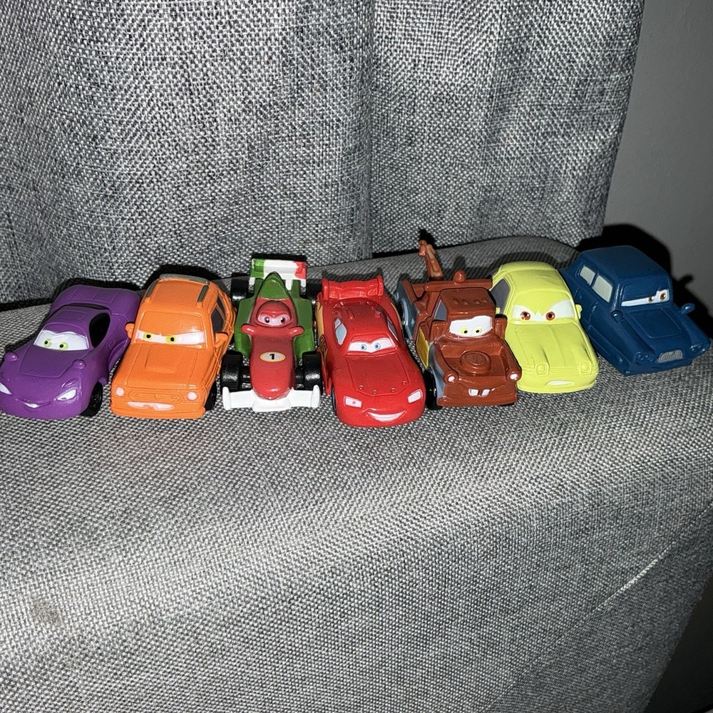 Disney Pixar Cars Mini 2" Pvc Toy Car Rubber Figurine Cake Topper Lot of 7